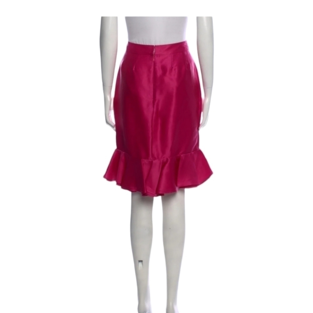 Carolina Herrara Barbie Pink Peplum Ruffle Silk Skirt - Picture 3 of 5